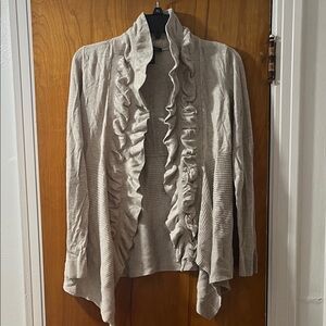 INC International Concepts Cream Ruffled Cardigan